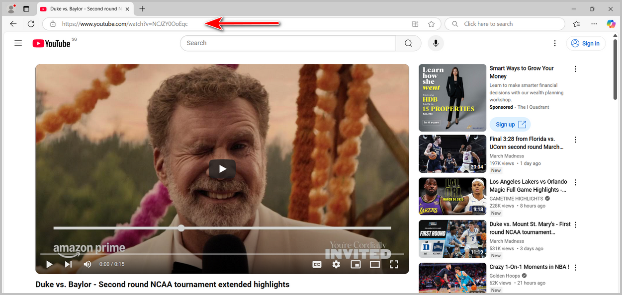 copy youtube link